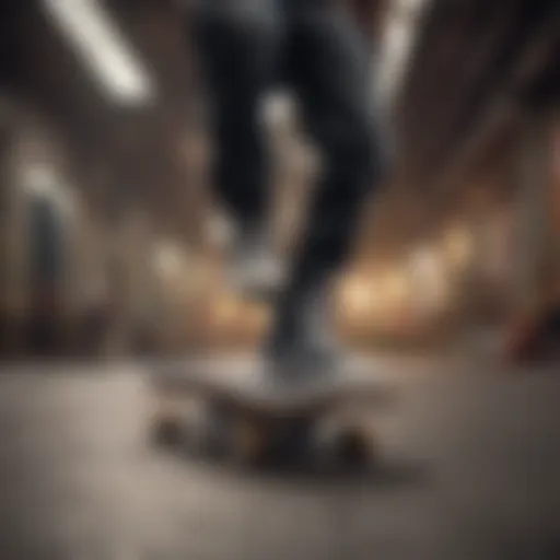 Skateboarder performing a kickflip in Star Wars shoes