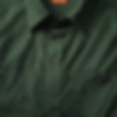 Textural Symmetry: Close-Up of Green Dickies Shirt Fabric Green Dickies Shirt Fabric Texture Close-Up