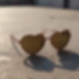 Unique heart-shaped sunglasses on a skateboard deck