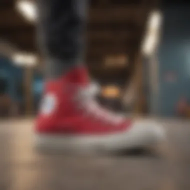 Elevate Your Skate Style with High-Top Converse High-top Converse shoes on a skateboard