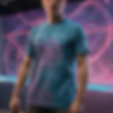 Dynamic Patterns in Hologram T-Shirt Design A vibrant hologram t-shirt design featuring dynamic patterns