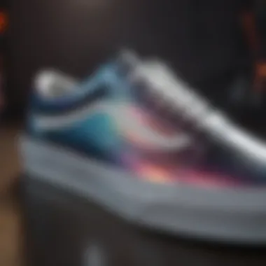 Close-up of the holographic detailing on Vans Old Skool shoes