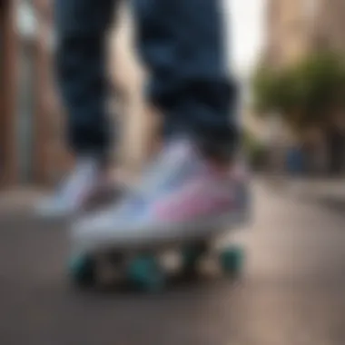 Skater wearing Holographic Vans Old Skool in an urban setting