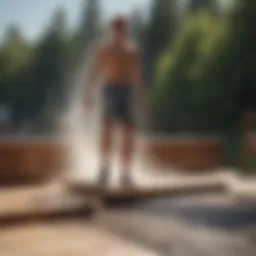 Trendsetting hot tub shorts showcased on a skateboarding ramp