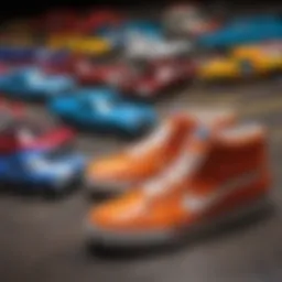 Dynamic view of Hot Wheels sneakers showcasing vibrant colors and unique design elements.