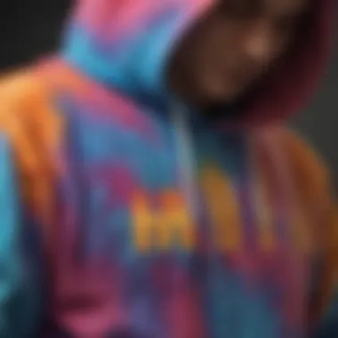 Dynamic Tie-Dye Finish on HUF Hoodie Stylish HUF Hoodie in Vibrant Tie-Dye Pattern