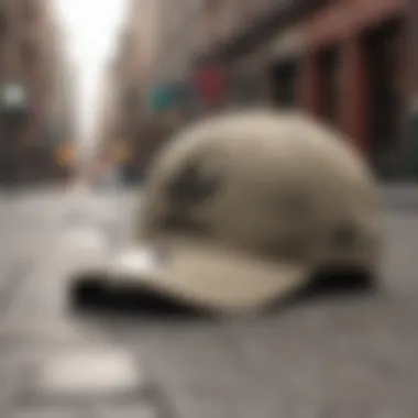 Urban Chic: Khaki Adidas Hat on City Street Khaki Adidas Hat on City Street