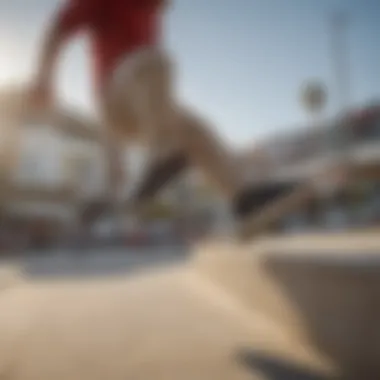 Skateboarder performing a kickflip in Nike SB Stefan Janoski shoes