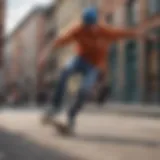 Skateboarder wearing King Ice sunglasses doing a kickflip