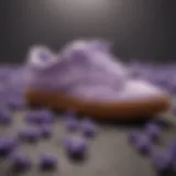 Close-up view of the Lavender Reebok showcasing its unique design elements