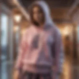 Champion hoodie styled with a floral skirt