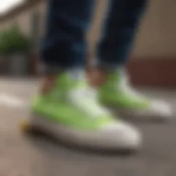 Vibrant Lime Green Converse Low Tops on Skateboard