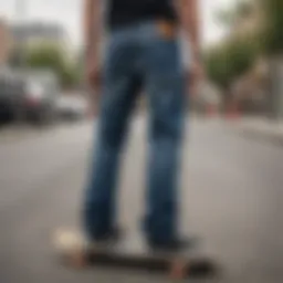 Historical representation of loose cut denim jeans in skate culture