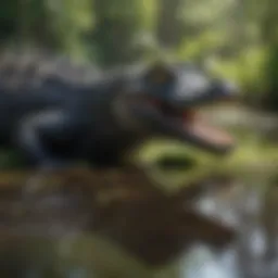 Majestic gator in lush wetland