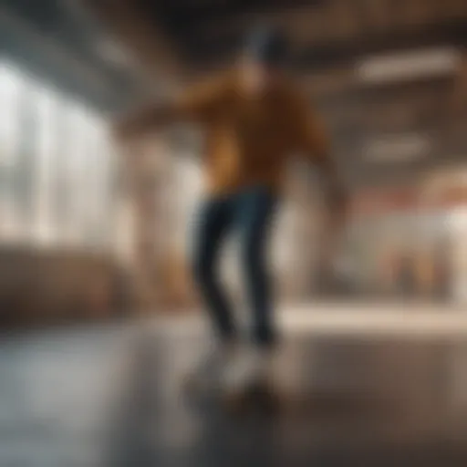 Dynamic skateboarding scene showcasing stylish attire