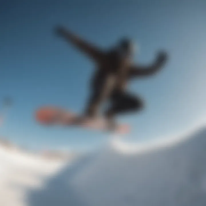 Snowboarder executing a stylish jump on a halfpipe