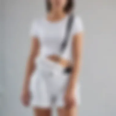 High-Fashion Fusion with White Fanny Pack Minimalist White Fanny Pack Paired with High-Fashion Attire