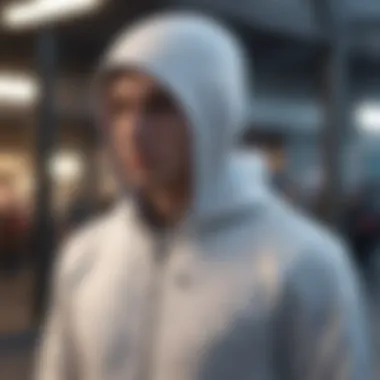 Geometric Sophistication: Minimal White Hooded Jacket Minimalist White Hooded Jacket with Geometric Patterns