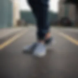 Stylish Navy Blue Checkered Slip-On Vans on Skateboard