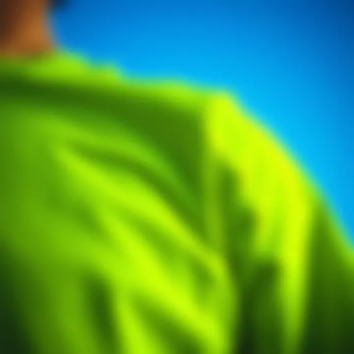 Close-up of neon green fabric texture highlighting its vibrancy