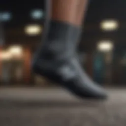 Detailed view of New Balance performance socks showcasing unique design features.