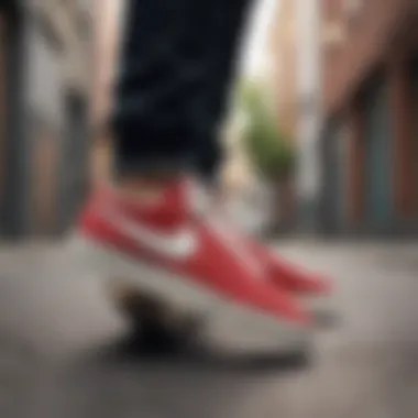 Nike Blazer Low in Action on Skateboard Nike Blazer Low being used in an urban skateboarding environment