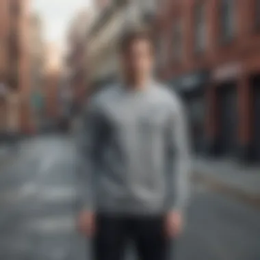 Nike Essential Fleece Sweatshirt in Urban Environment Nike Essential Fleece Sweatshirt showcased in an urban setting
