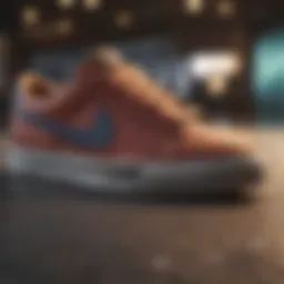 Close-up view of Nike skateboard sneakers showcasing innovative design features