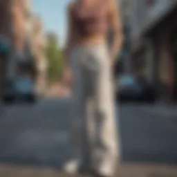 Nike wide leg sweatpants in urban setting