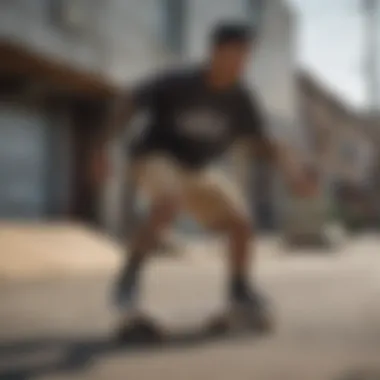 Dynamic Movement in Nyjah Huston's Shorts Collection Nyjah Huston's Signature Shorts in Action