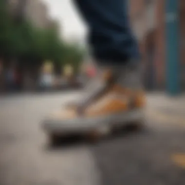 Old Skool Hi in Urban Skateboarding Setting Old Skool Hi showcased in an urban skateboarding environment