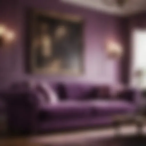 Opulent Purple Plush Sofa in Luxurious Living Room Setting