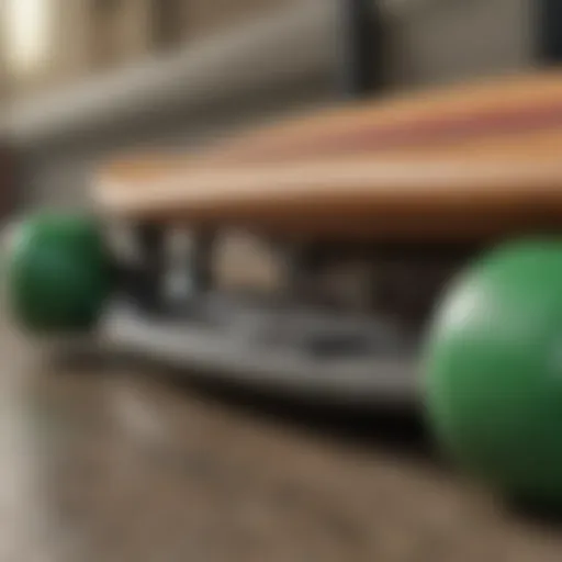 Close-up view of a 22-inch penny board showcasing its vibrant design and compact size.