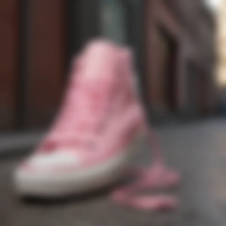 A fashion-forward display of Pink Converse size 2 paired with streetwear.