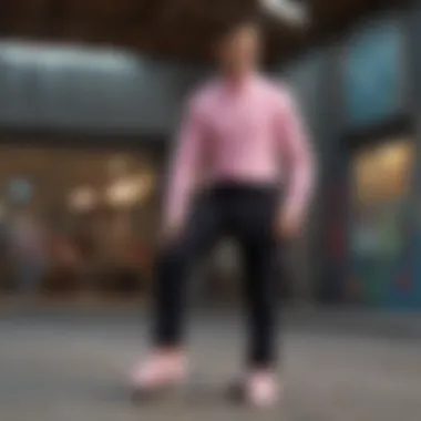 Sartorial Excellence Pink button-down shirt paired with tailored trousers and loafers