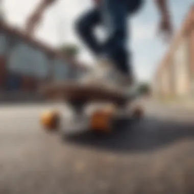 Skillful Skateboarding Maneuver A dynamic skateboarding maneuver showcasing skill and creativity
