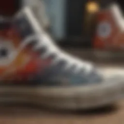 Abstract artistic brush stroke design on high top Converse shoes