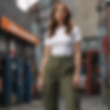 Sleek and Sophisticated: Dickies High Waisted Cargo Pants Dickies high waisted cargo pants in a professional setting