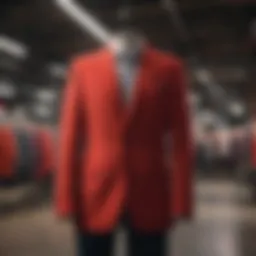 Elegant red blazer on a hanger