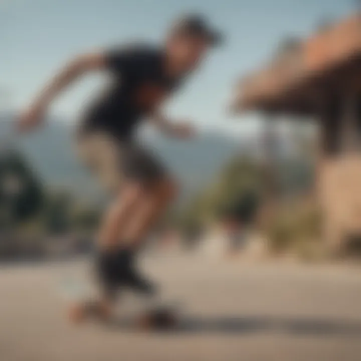 Dynamic shot of skaters wearing Salty Crew Drifter Hybrid Shorts while performing tricks.