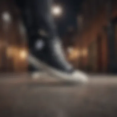 Sleek Converse Shoe in Action Iconic Black Ankle Converse Shoe on Skateboard