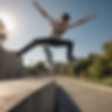 Skateboarder balancing on the edge during a daring dunk