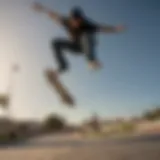 Skateboarder soaring through the air with style