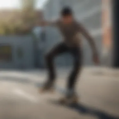 Skateboarder mastering a complex trick with finesse at Diamond Center Anchorage