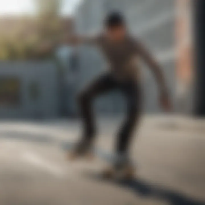 Skateboarder mastering a complex trick with finesse at Diamond Center Anchorage