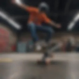 Skateboarder performing a kickflip trick with artistic video effects