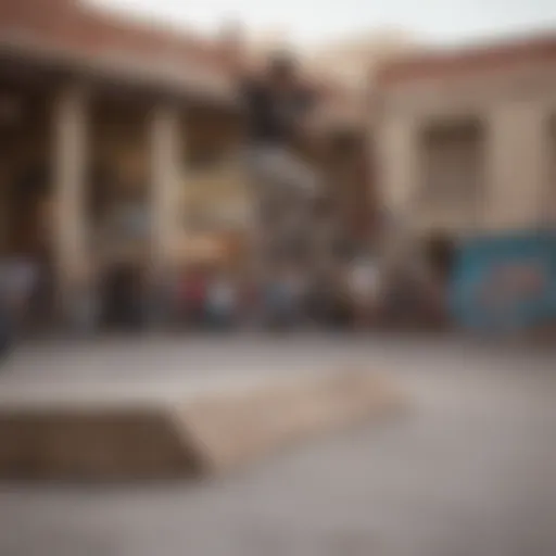 Skateboarder performing a kickflip at Vans outlet in El Paso