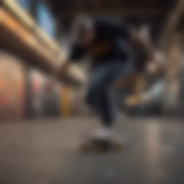 Clothing Flexibility for Skateboarding Skateboarder wearing loose and comfortable clothing for flexibility