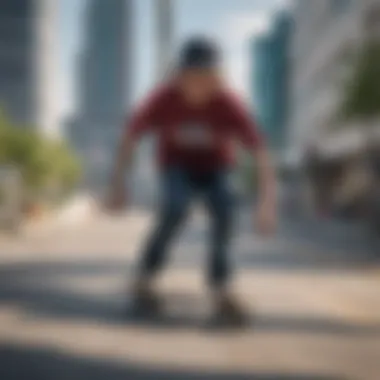 Skateboarder navigating through the unique urban landscape of Diamond Center Anchorage