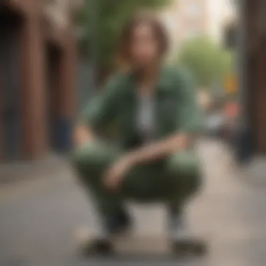 Skateboarding Chic: Styling the Green Dickies Shirt Skateboarder Styling Green Dickies Shirt